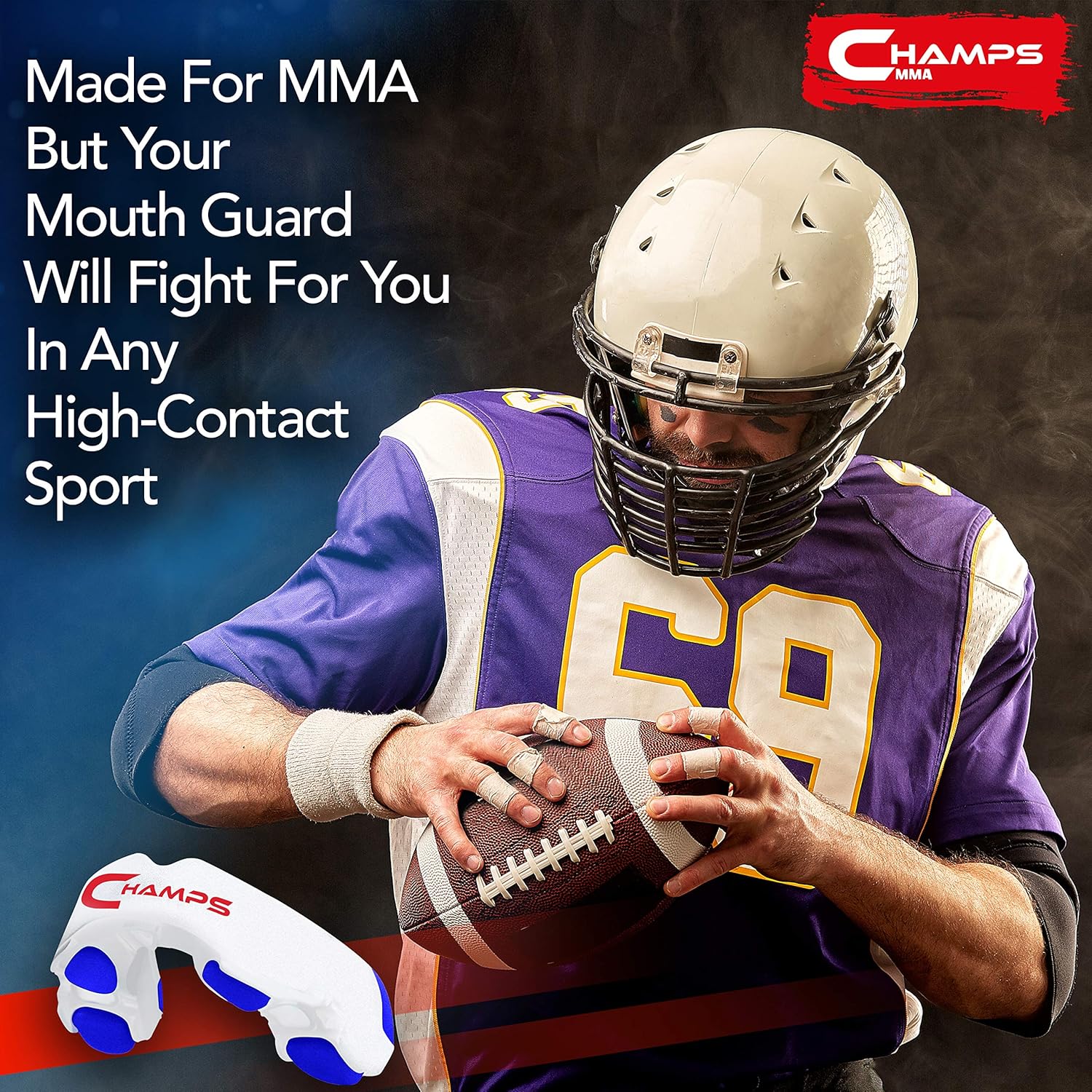 Champs MMA Mouth Guard with Case – Martial Arts Training Equipment Mouthpiece– Wrestling Mouthguard for Boxing, Muay Thai, Contact Sports for Adults and Kids 10+ Boxing Equipment (White/Blue) : Sports & Outdoors