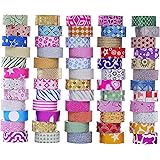 60 Rolls Glitter Washi Tape Set, Washi Masking Decorative Tapes for DIY Decor Planners Scrapbooking Adhesive School/Party Sup
