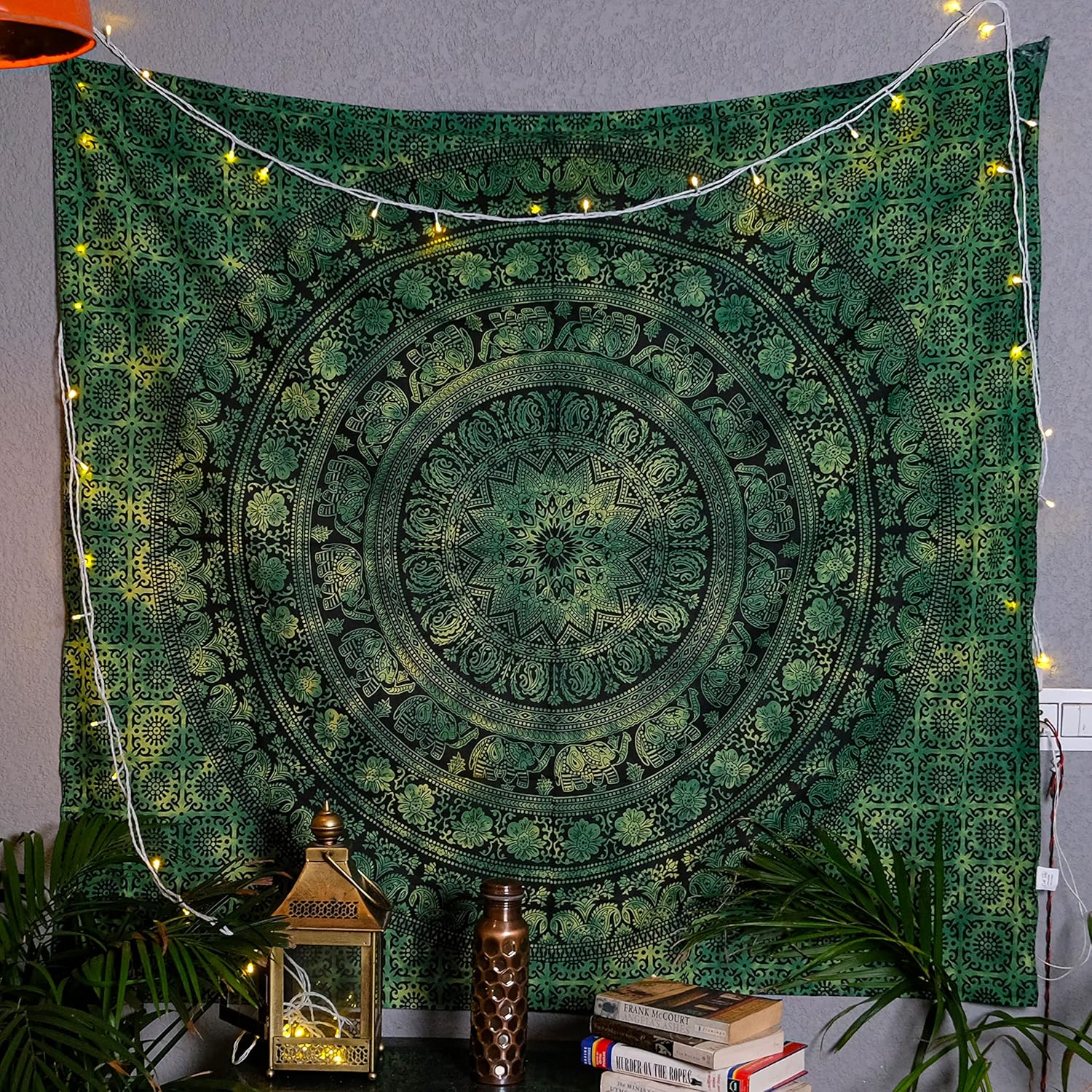 Tapestries - Craft Trade Hippie Tapestry - Aesthetic Psychedelic Wall Hanging Indian Bedroom Wall Decor Living Room Bohemian Boho Wall Art Home Decoration - Green - 50x60 Inches