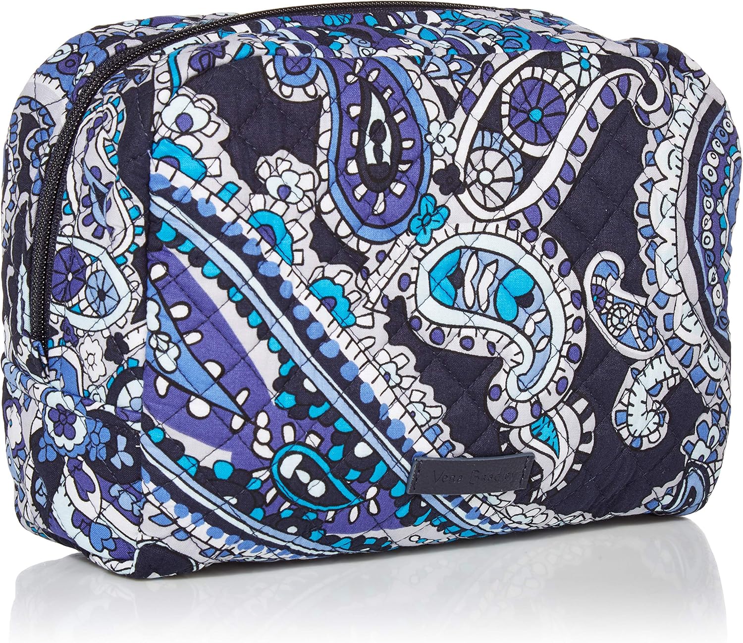 Vera Bradley Women's Signature Cotton Large Cosmetic Makeup Bag, Bordeaux Blooms, One Size: Clothing