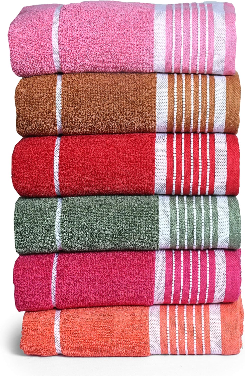 100% Cotton Bath Towels, Set of 6, Extra-Absorbent-Cotton, Size (27 X 54), Assorted Style & Multi-Color, Light Weight, Quick Dry Best for Everyday Use, Outings, Parties and Guests: Kitchen & Dining