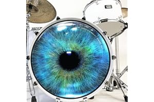 STICKIT GRAPHIX 22" Drumhead Decal Cover Blue & Green Iris Eye Removable Fabric Vinyl Bass Drum Sticker Graphic - 22" Tall x 22" Wide