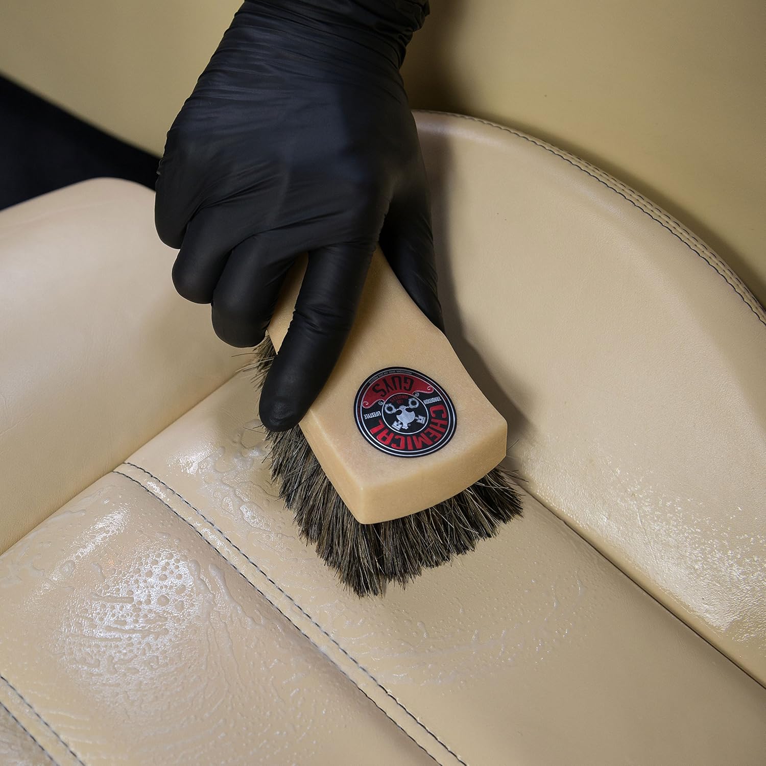 Chemical Guys Acc_S95 Long Bristle Horse Hair Leather Cleaning Brush, 1 Pack: Automotive