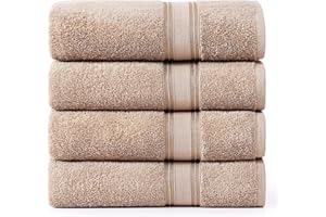 LANE LINEN 100% Cotton Bath Sheets Set of 4 (35"x66") - Zero Twist Cotton Extra Large Bath Towels Sets - Quick Dry, Highly Soft & Absorbent Oversized Luxury Towel Sets - Sustainabaly Produced - Taupe