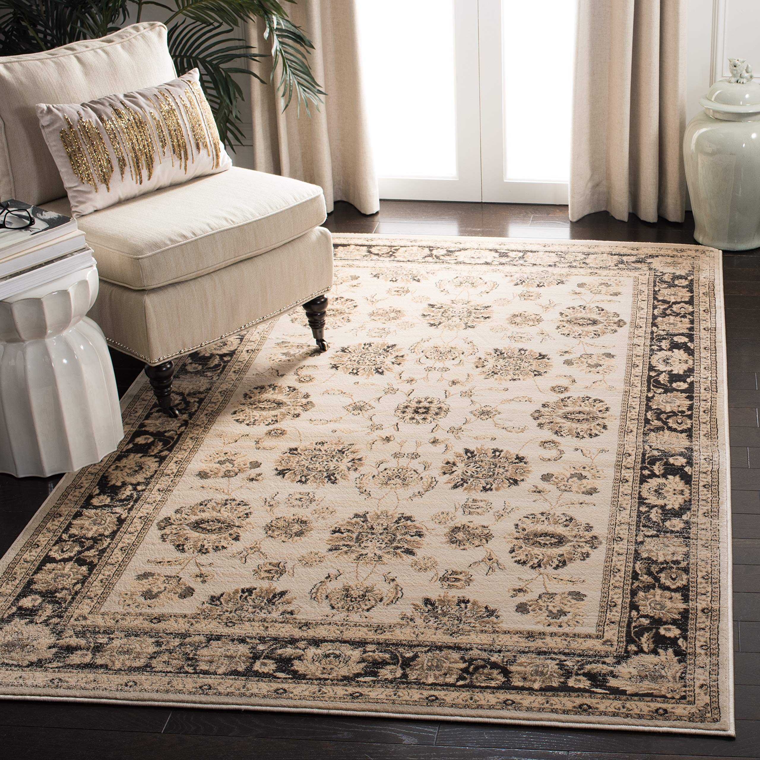 Photo 1 of Vintage Collection Area Rug - Ivory & Brown, Oriental Traditional Distressed Design, Non-Shedding & Easy Care, Ideal for High Traffic Areas in Living Room, Bedroom (VTG575J) 