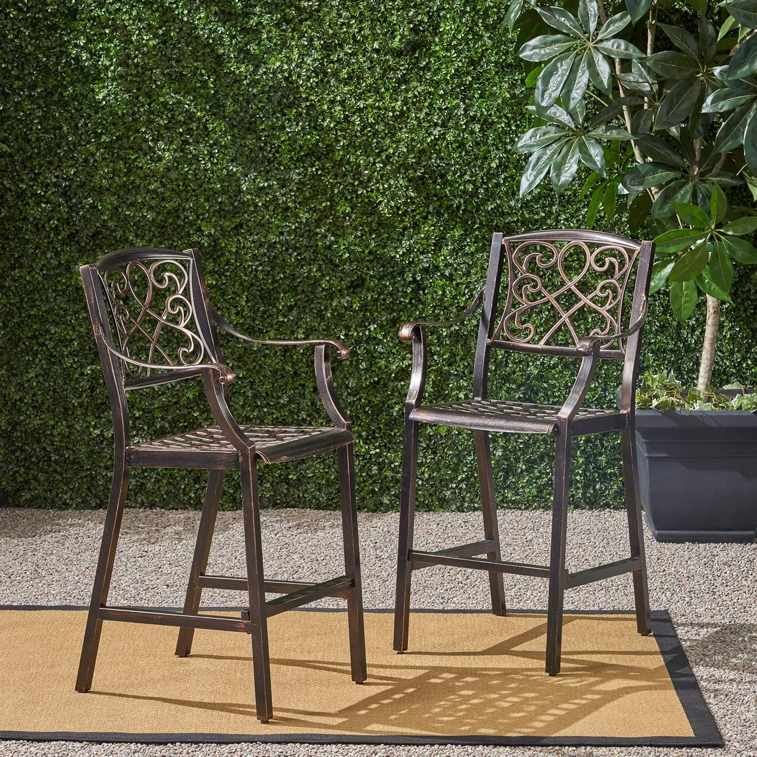 Christopher Knight Home 308839 Irene Outdoor 28" Aluminum Barstool (Set of 2), Copper Finish: Garden & Outdoor
