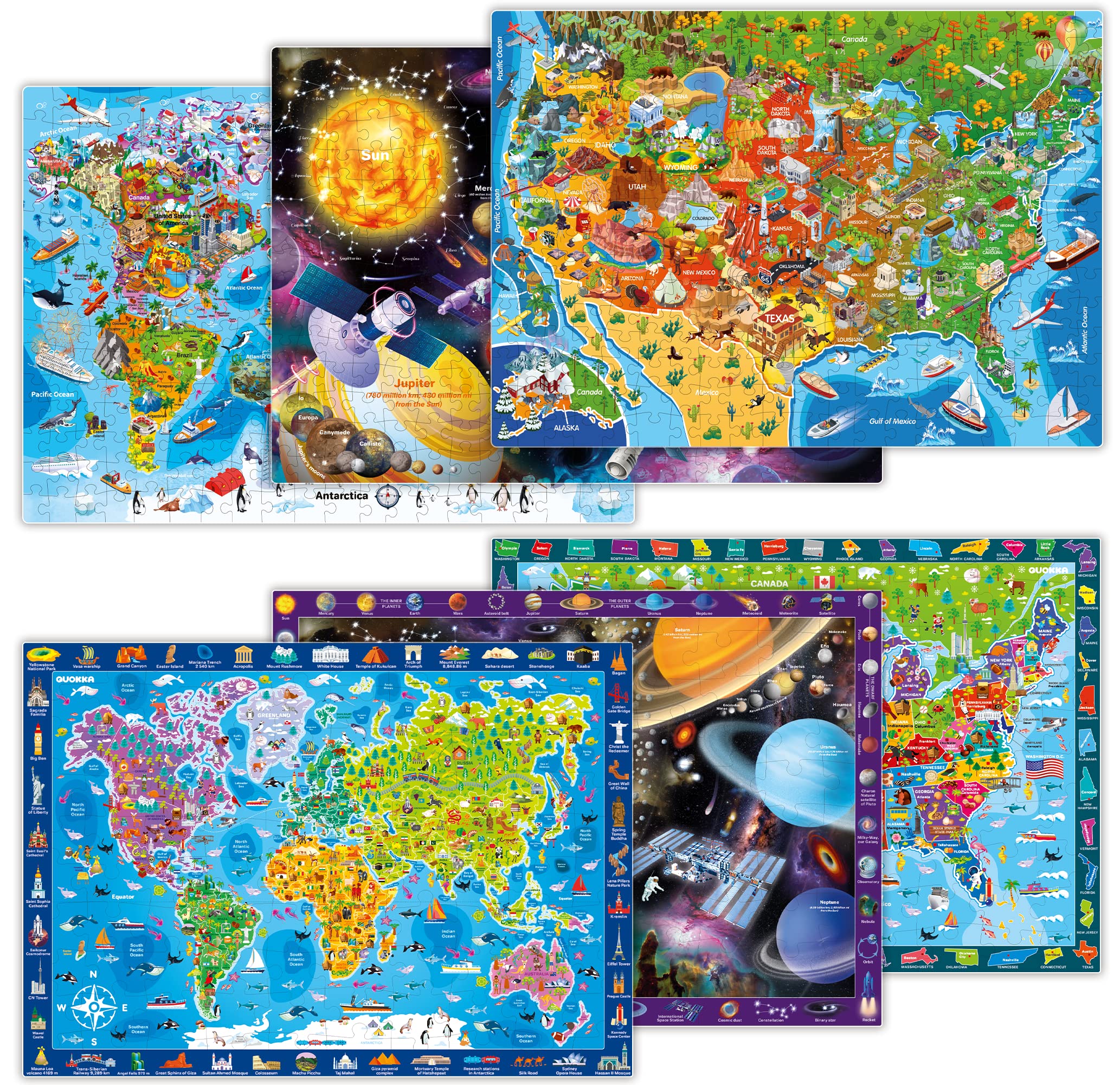 QUOKKA Multipack of 6 Kids Puzzles for Boys and Girls
