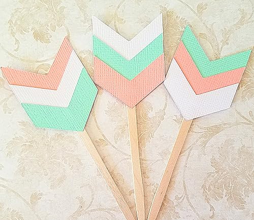 Amazon Com Tribal Baby Shower Cupcake Toppers Peach Spearmint