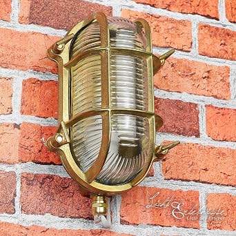Aussen Wandlampe Messing Glas Schirm Kafig Rustikal Maritim