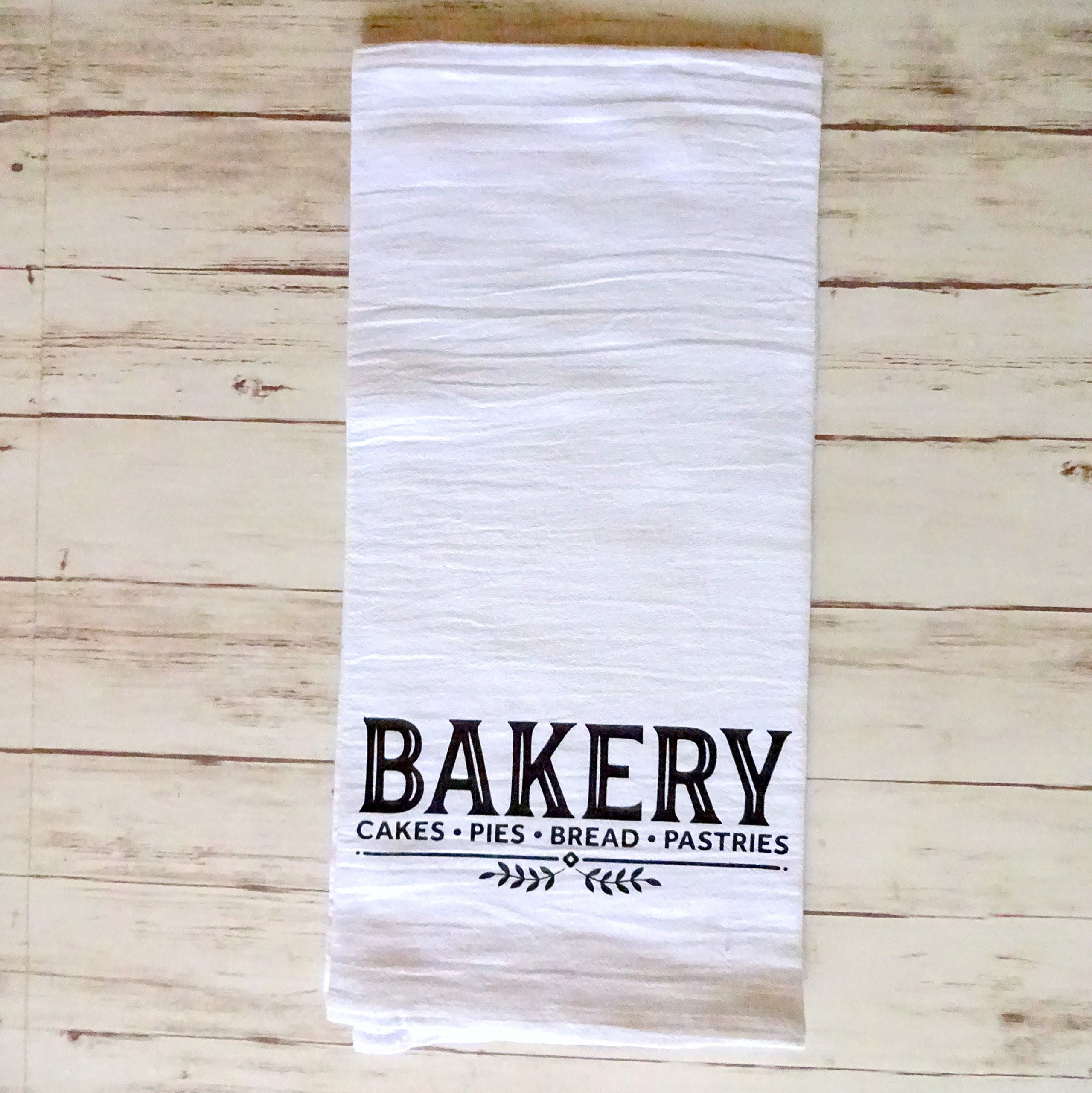 Flour Sack, Tea Kitchen Towel - Bakery - Cakes, Pies, Bread, Pastries