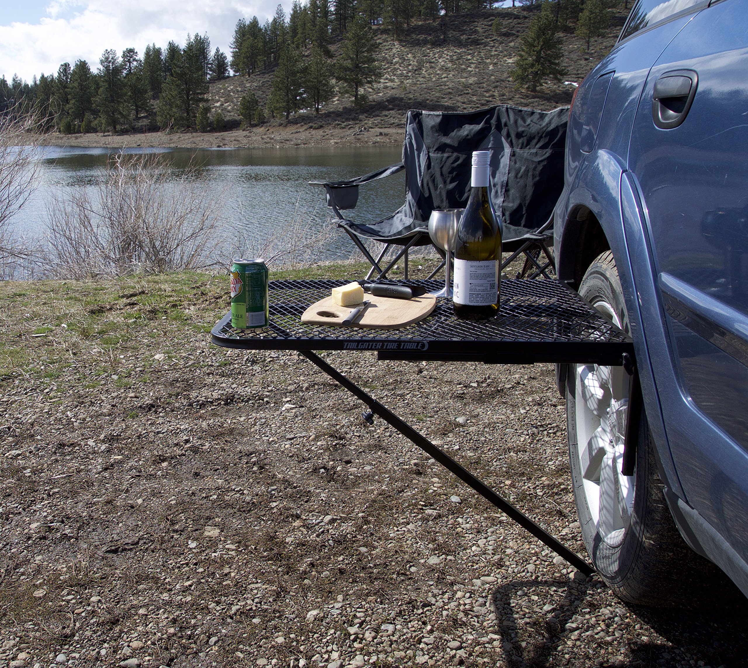 Tire Table Vehicle TireMounted Steel Camping, Travel, Tailgating and