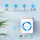 TECKNET Wireless Doorbell IP65 Waterproof Twin Door Chime Kit 400m 60 Ringtones view 2