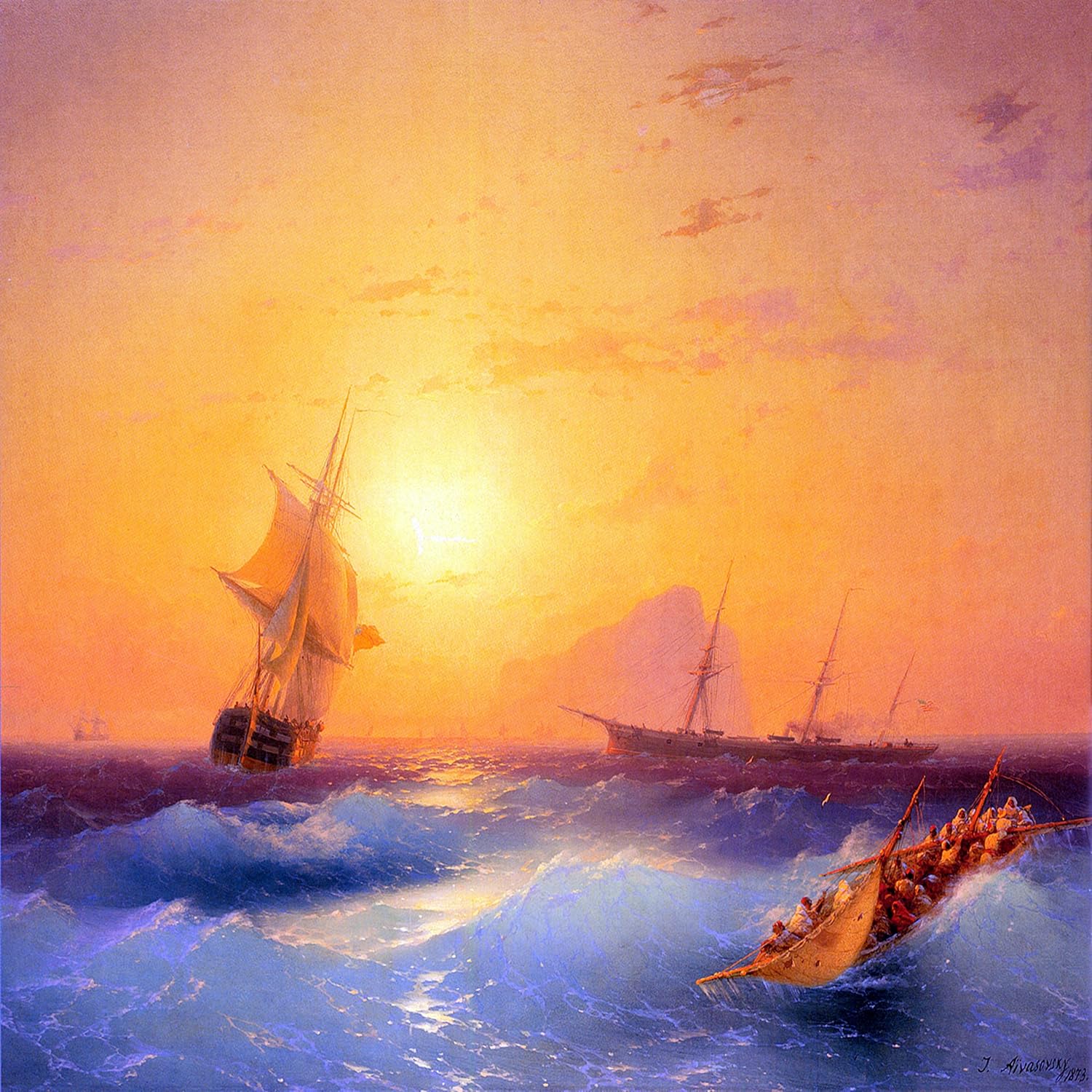 Seascape sea ship by I. Aivazovsky Tile Mural Kitchen Backsplash Marble Ceramic