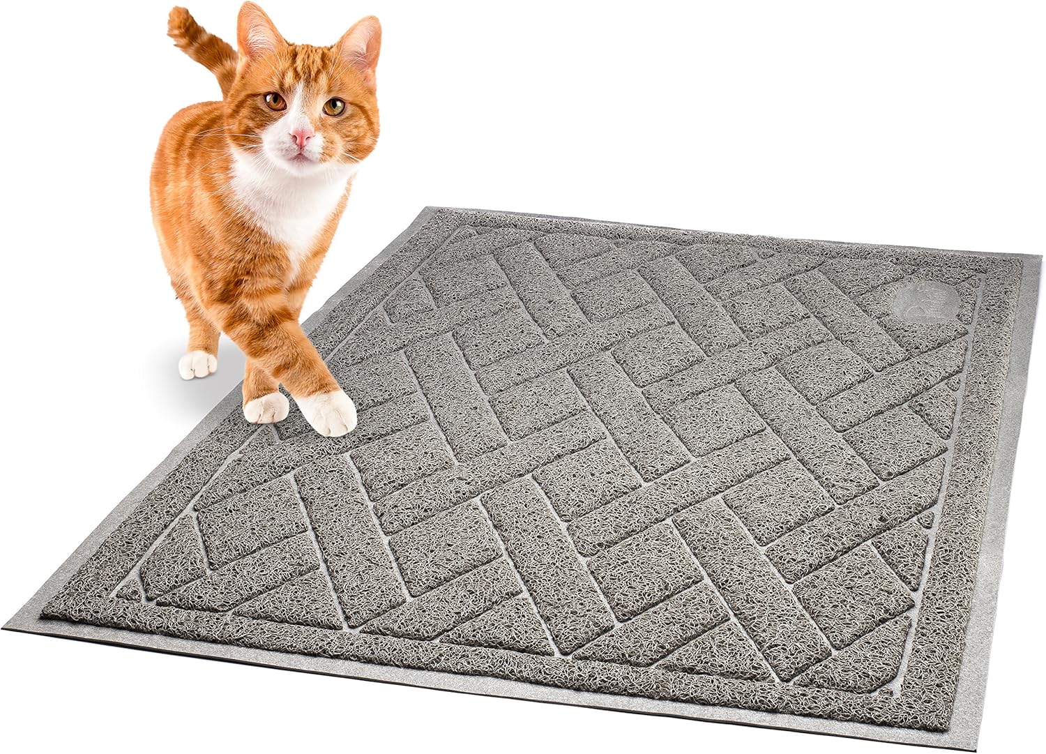 Pawkin Cat Litter Mat, Patented Design with Litter Lock Mesh, Extra Large, Durable, Easy to Clean, Soft, Fits Under Litter Box, Litter Free Floors, Gray: Pet Supplies