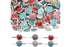 BESTCYC 100pcs 12mm Mixed Colors Glitter Sequins Epoxy Brads Paper Fasteners Scrapbooking Card Making Art Craft Round Metal Brads