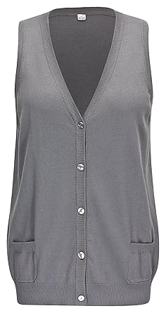 AdoniaMode Damen Strick-Weste Business Pullunder Jacke ärmellos, Gr.44/46