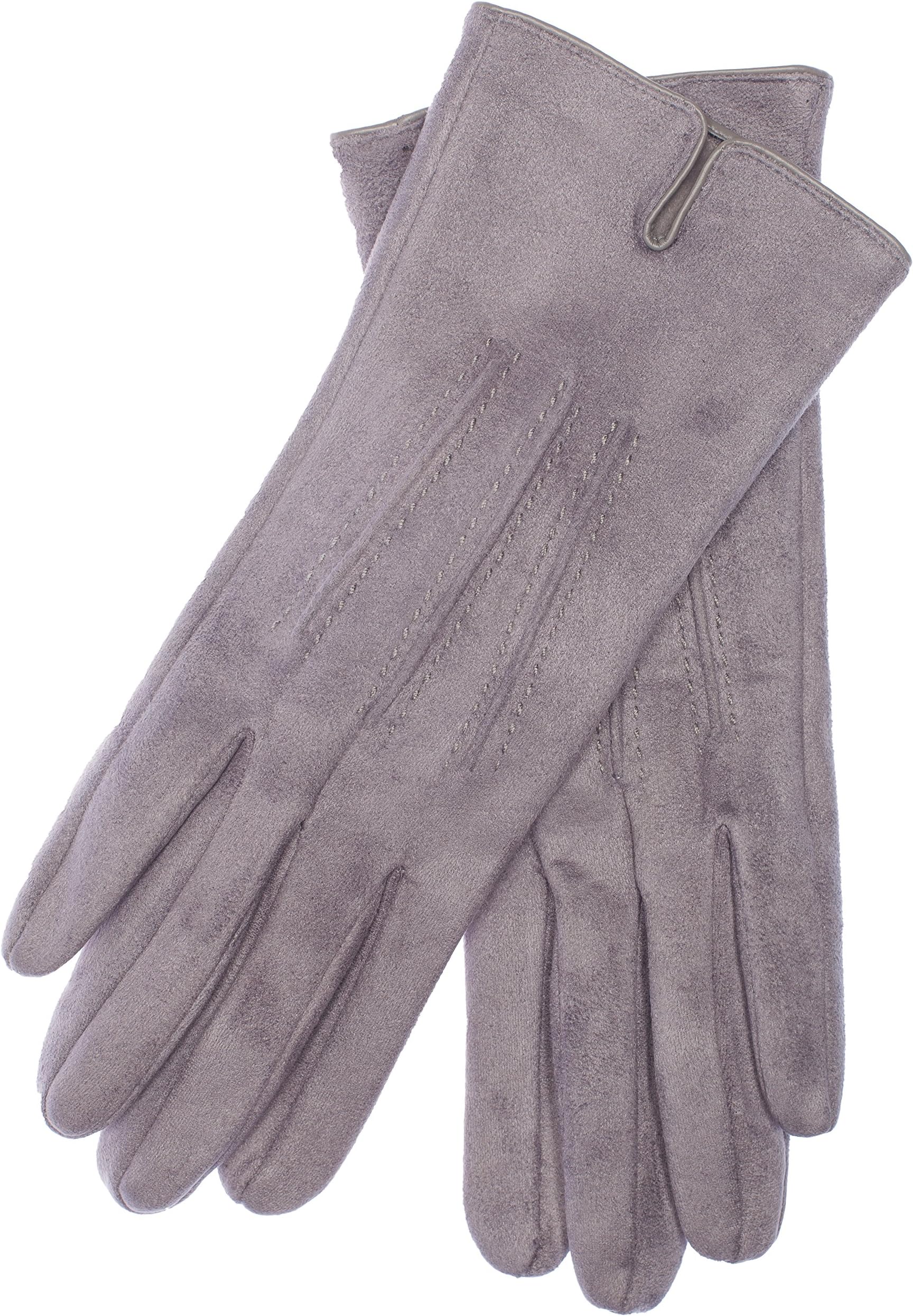 EEM ladies imitation leather gloves ARIANE in suede look with soft teddy fleece, warm, vegan