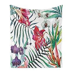 Ambesonne Watercolor Flower Soft Flannel Fleece