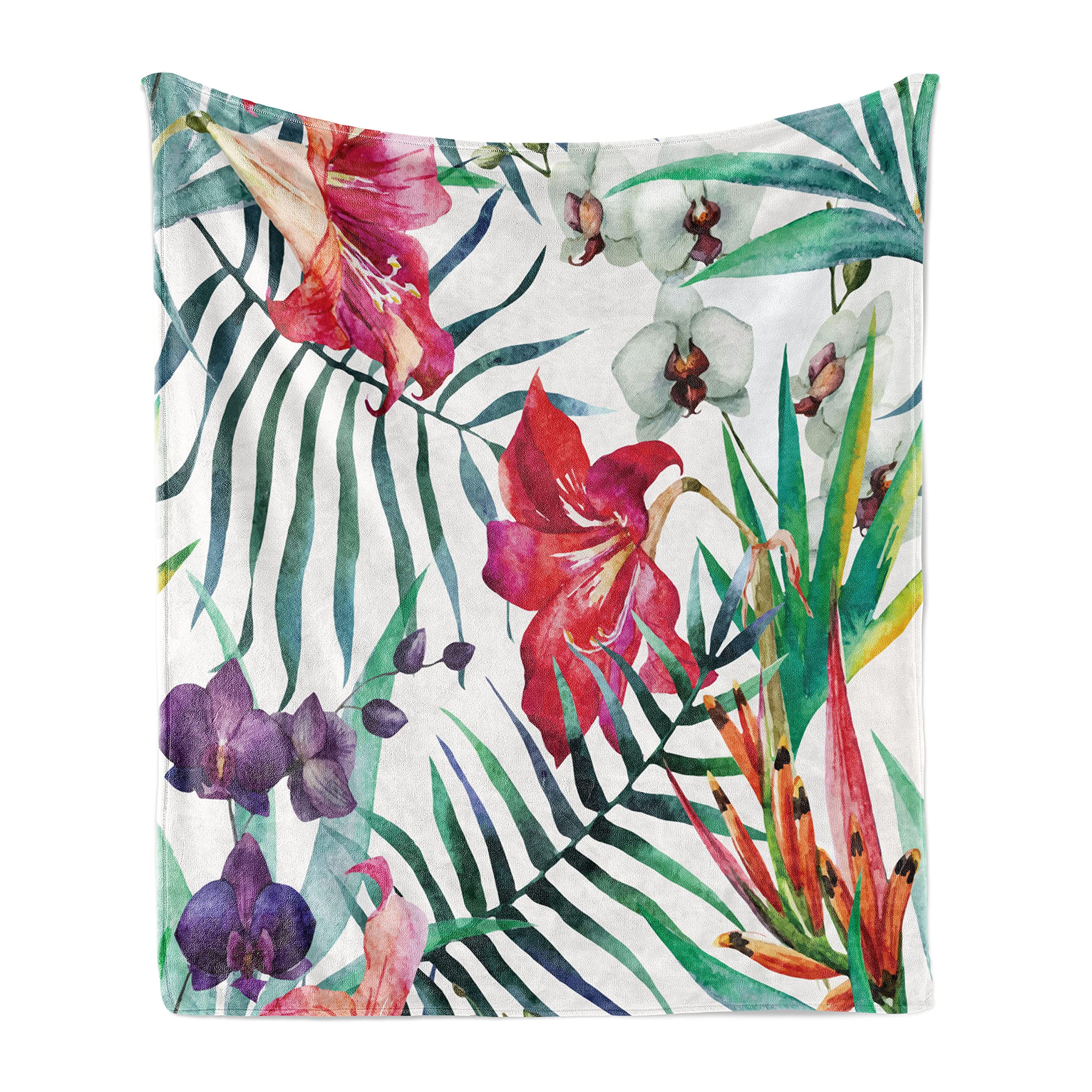 Ambesonne Watercolor Flower Soft Flannel Fleece