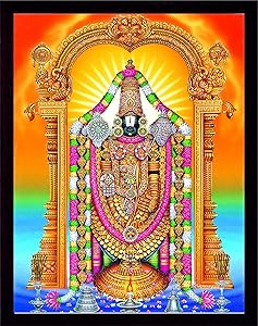 Lord Balaji/Tirupati Balaji/Venkateswara/Lord Vyankatesh with Goddess Laxmi/Lakshmiji with Balaji, A Religious Poster painting for Wealth. Prosperity Home and Office for Good Luck