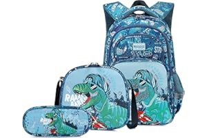 Cusangel Kids Backpack Boys,Boys Backpack with Lunch Box Multi Compartment Backpack, Dinosaur Backpack Chest Strap Side Pockets 16 Inch