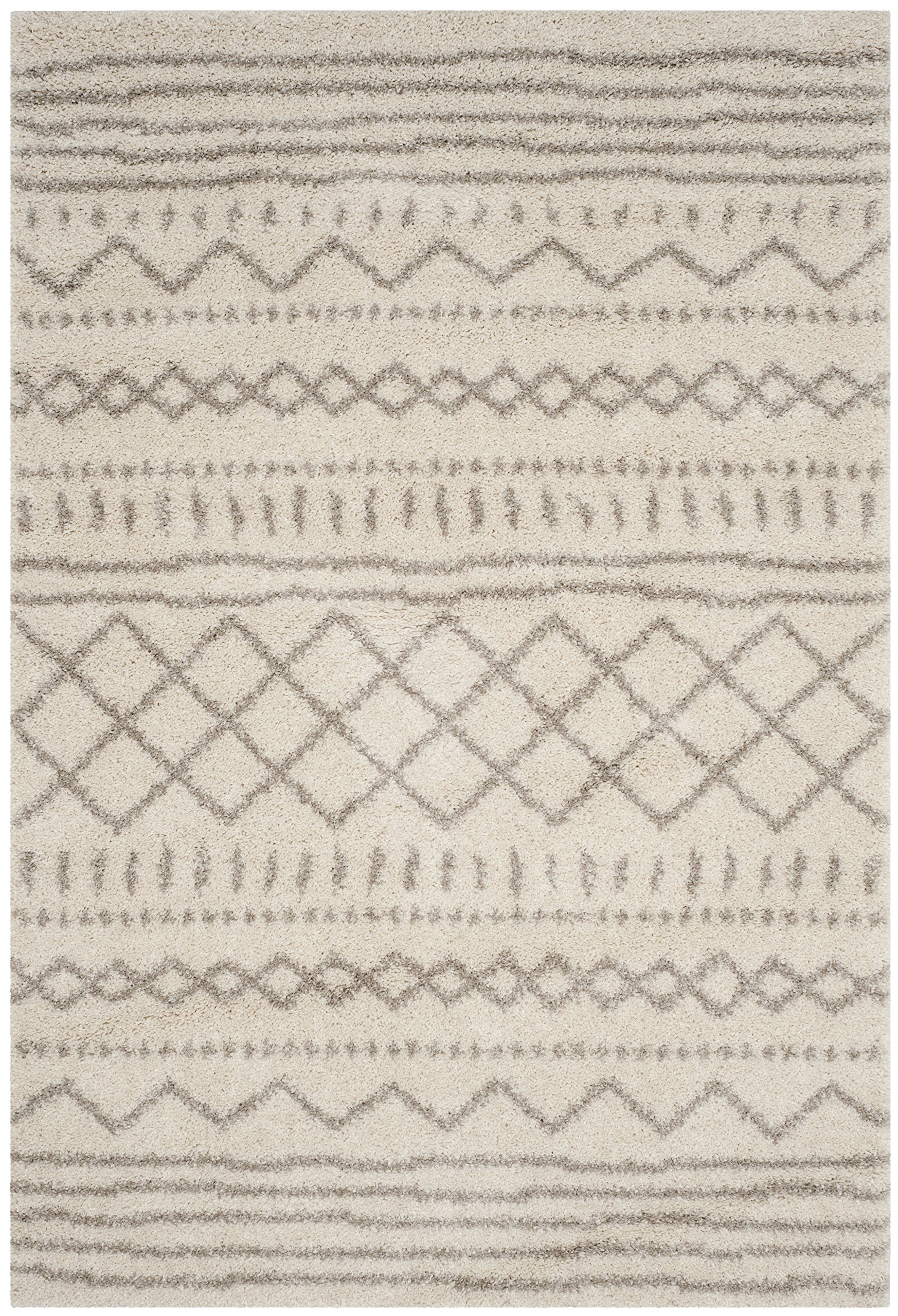 SAFAVIEH Arizona Shag Collection ASG741A Moroccan Non-Shedding Living Room Bedroom Dining Room Entryway Plush 1.6-inch Thick Area Rug, 8' x 10', Ivory / Beige