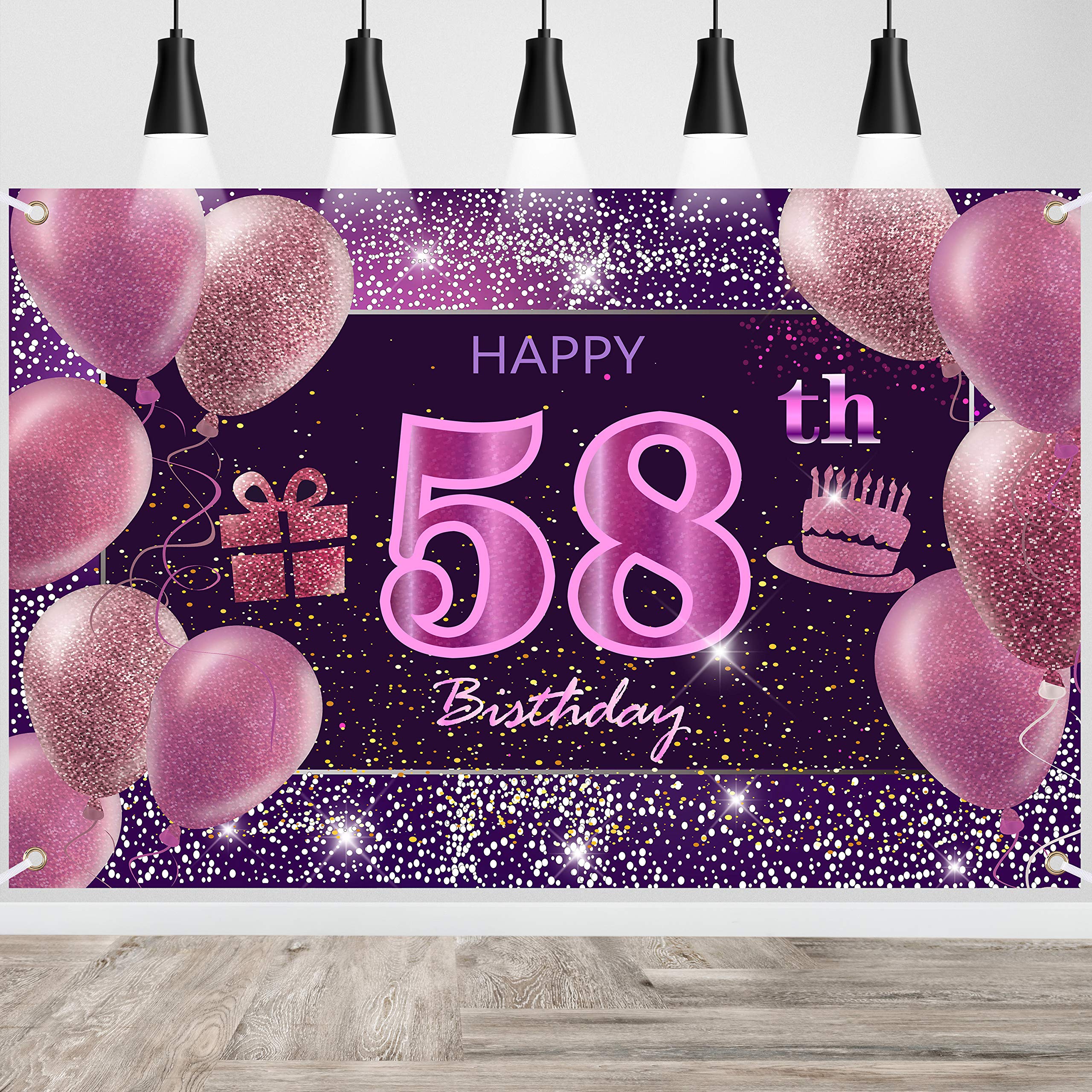 IMISI Happy Birthday Banner - Pink Birthday Backdrop Decorations for a Party