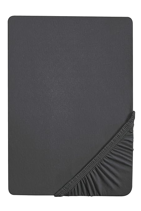 biberna 77866 Jersey-Elastic Spannbetttuch, nach Öko-Tex Standard 100, ca. 140 x 200 cm bis 160 x 220 cm, titanium