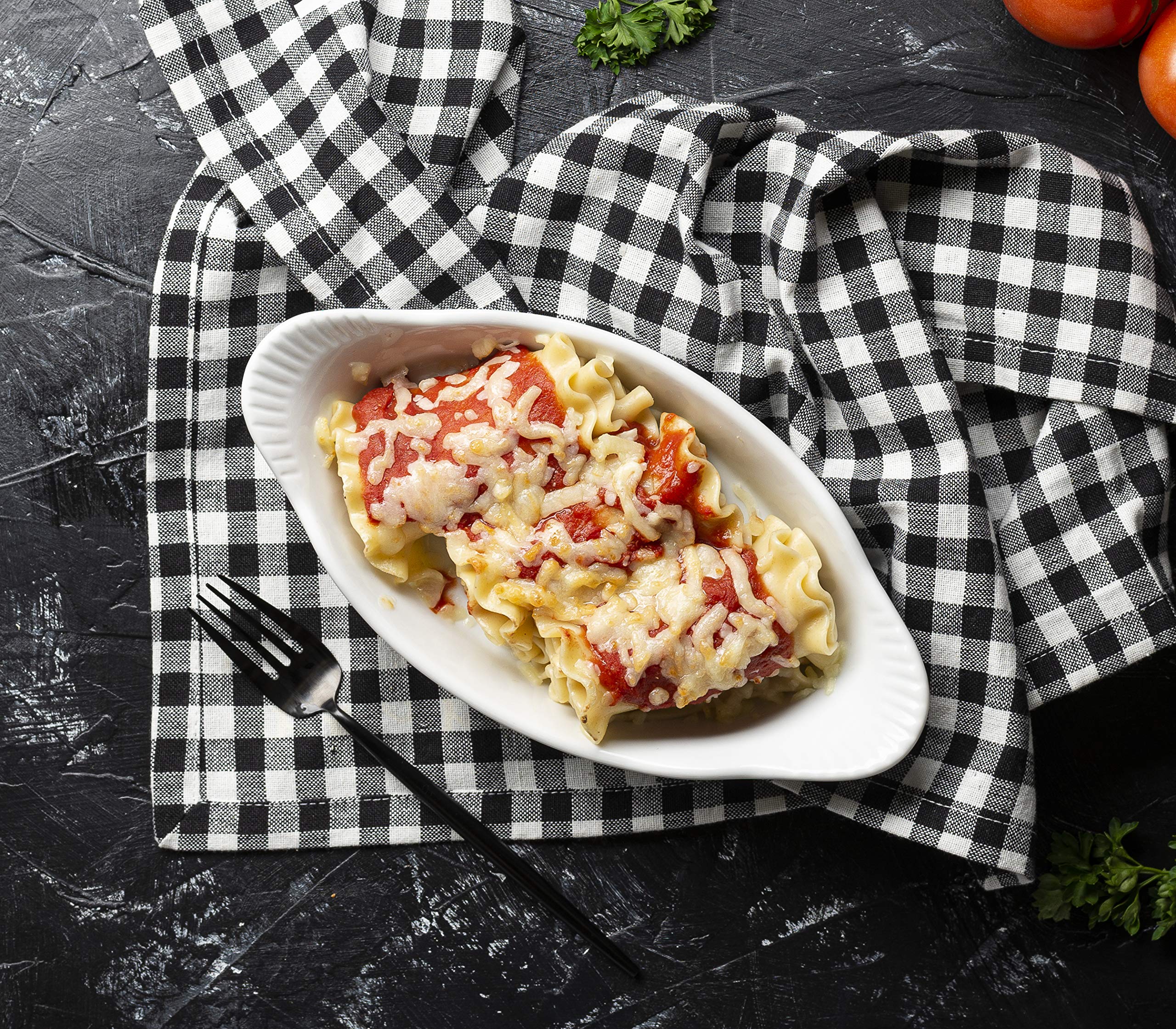 Au Gratin Baking Dishes, Ceramic, by Kook, for Casseroles, Lasagna & Cobblers, Individual Serving, Set of 2, Oven, Microwave & Dishwasher Safe Bakeware, 18 oz, Ivory