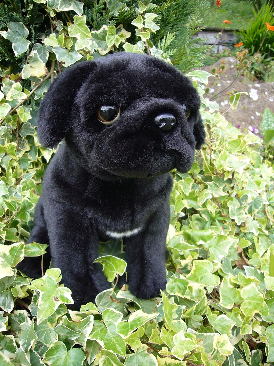Amazon Faithful Friends リアルな犬のぬいぐるみ 黒パグ ぬいぐるみ おもちゃ