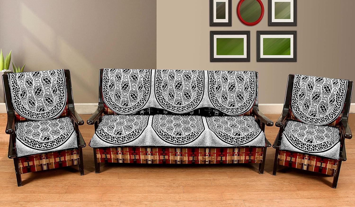 Buy Wow Latest Floral Design Cotton 5 Seater Sofa Cover Online At