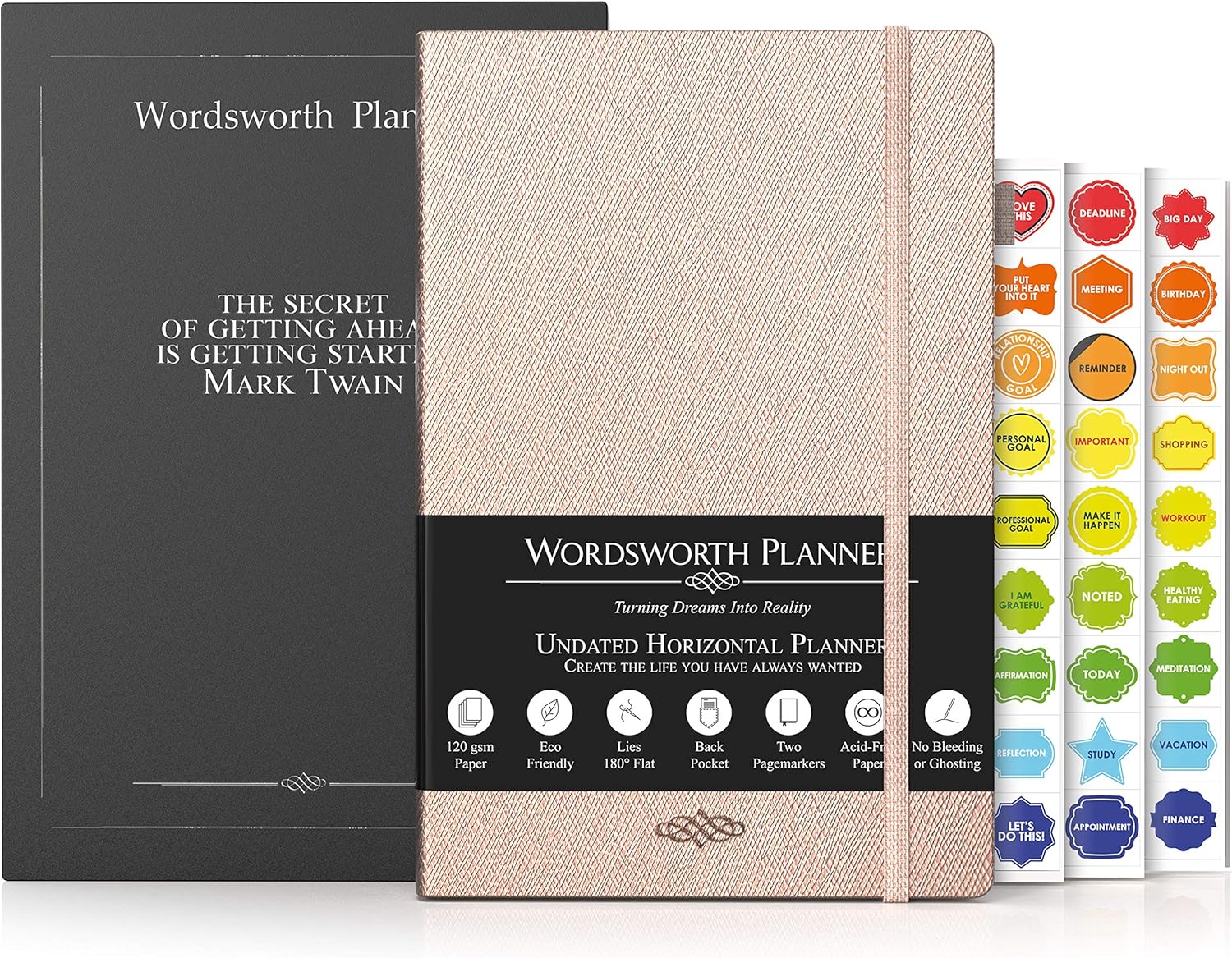 Wordsworth Planner Dotted Blank Monthly, Weekly and Yearly Spread - Hardcover, 5.83 × 8.27In, Premium A5 Paper (120GSM) - Image 3