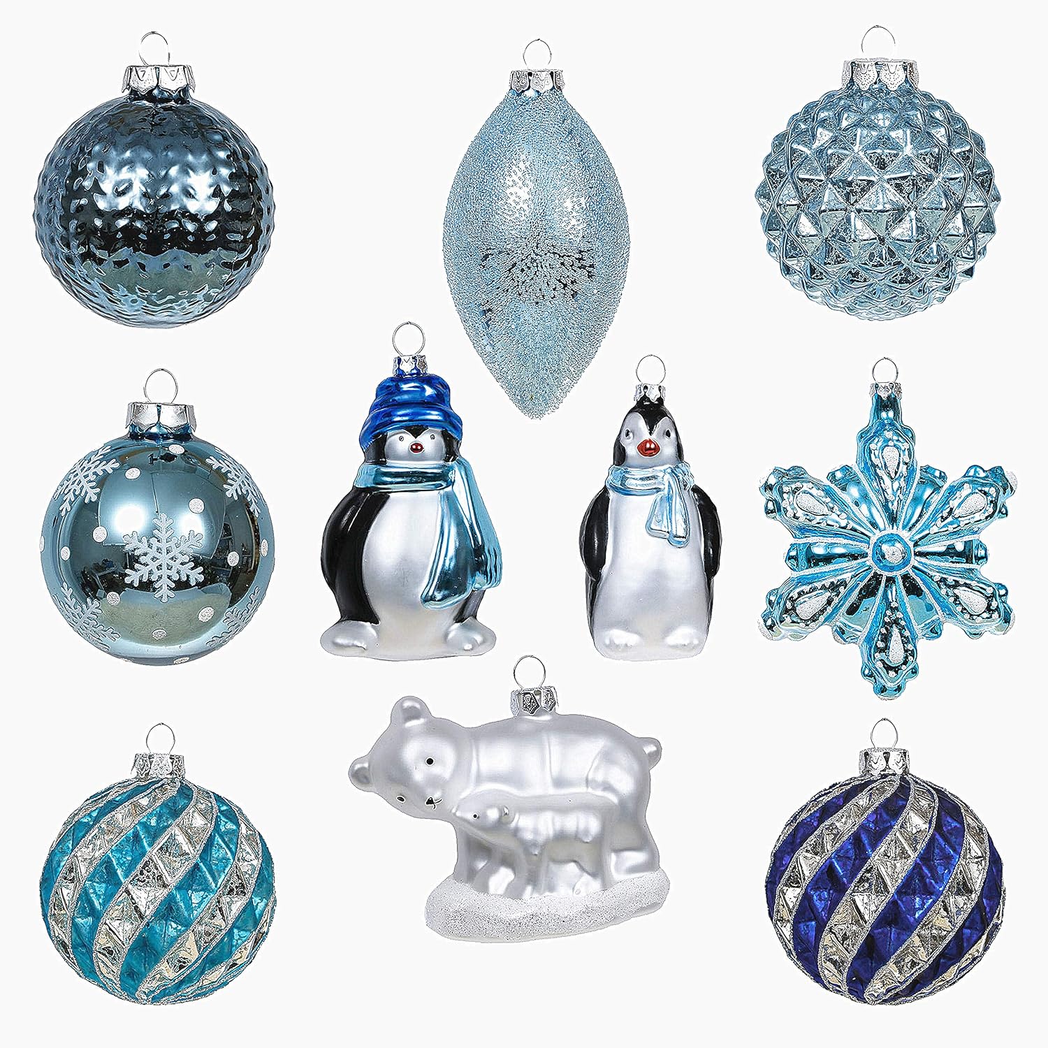 Valery Madelyn 10pcs Christmas Glass Bauble Ornaments Set, 812.5cm