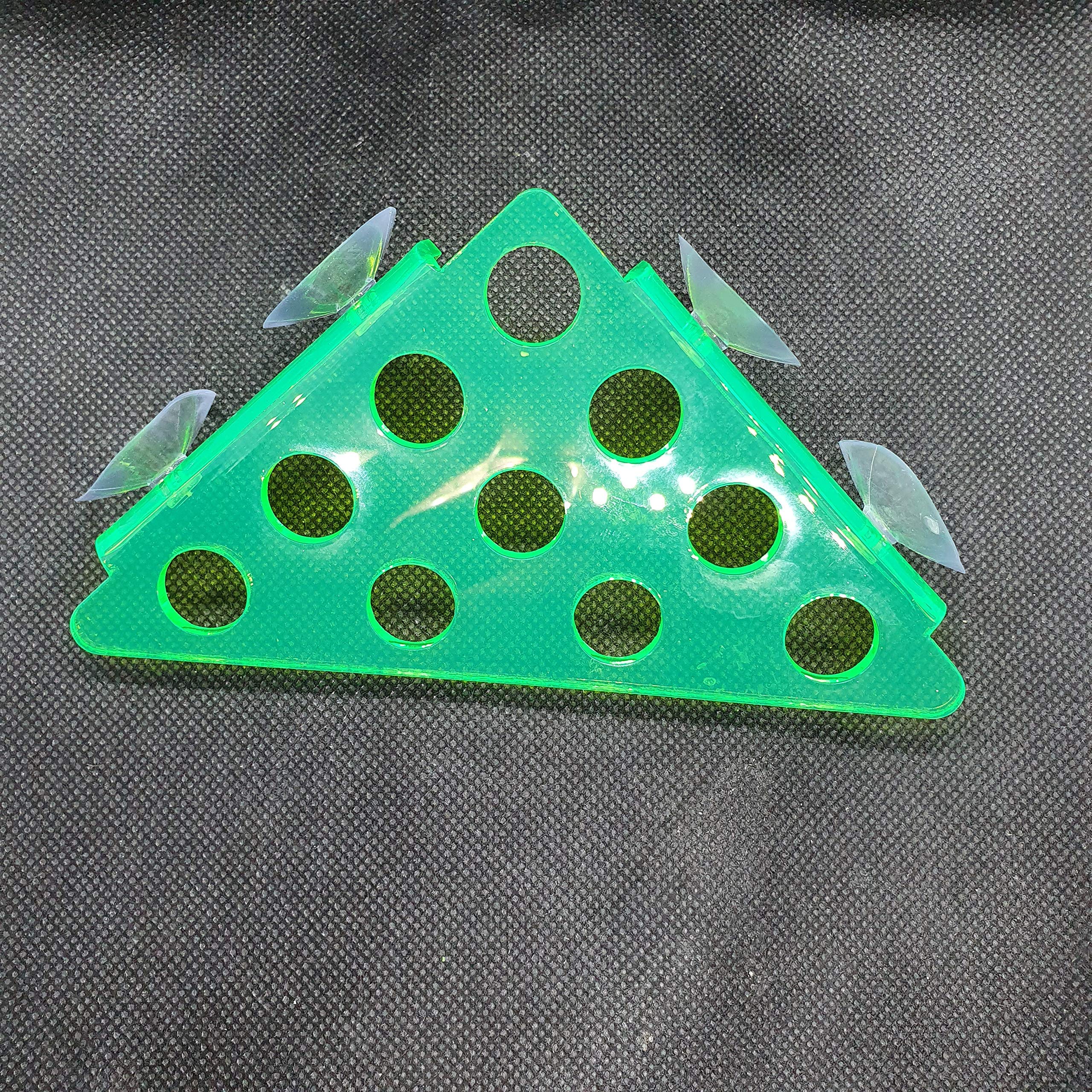 Reef Geeks 10-Hole Corner Frag Rack – Premium Laser-Cut Acrylic Coral Frag Holder with Suction Cups – Compact, High-Flow Design for Reef Tanks & Propagation Systems (Toxic Green)