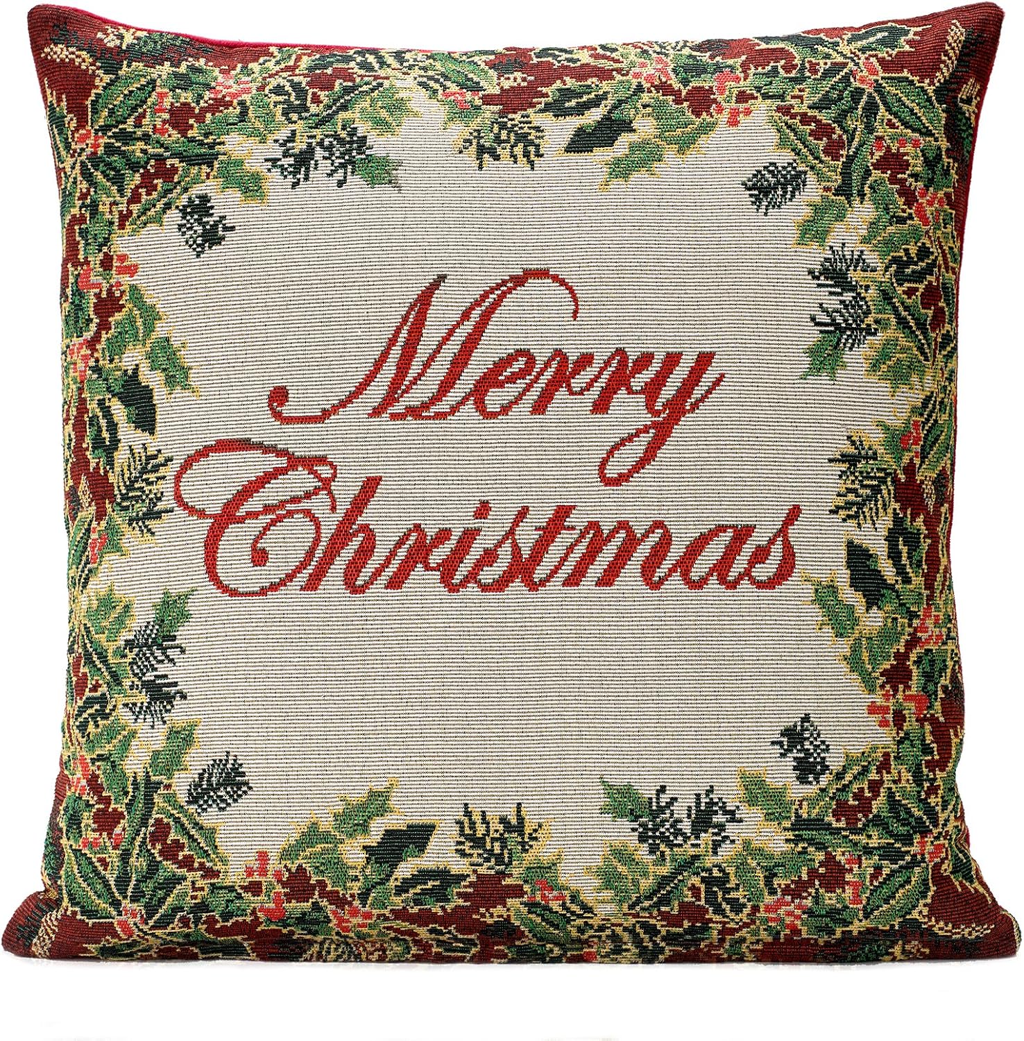 Just Contempo Christmas Tapestry Cushion Cover, 18x18 inches, Cotton