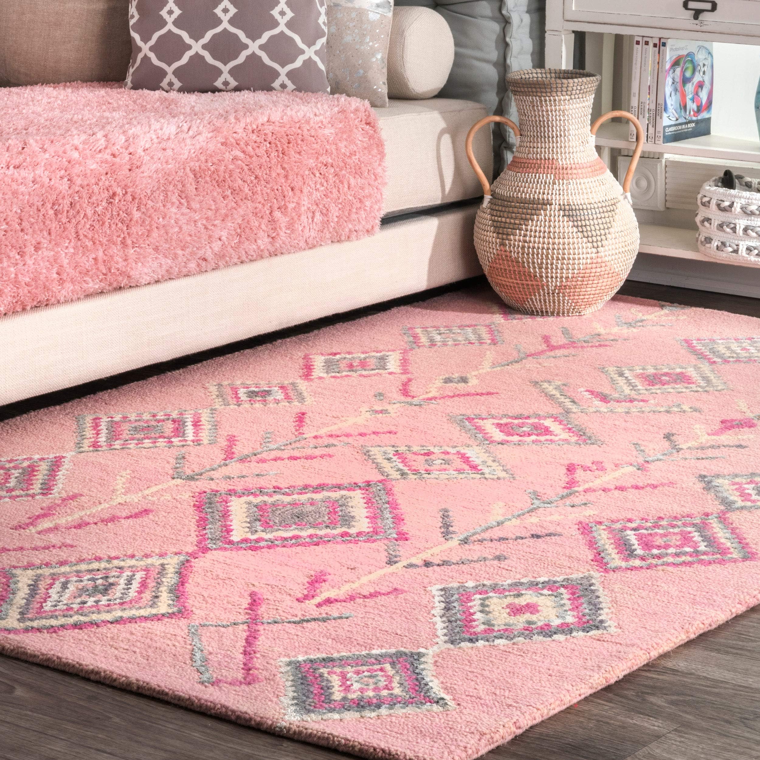nuLOOM Belini Hand Tufted Wool Rug, 5' x 8', Pink