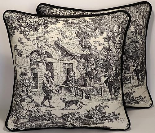 Amazon Com A Set Of 2 18 French Country Farmhouse Toile Black