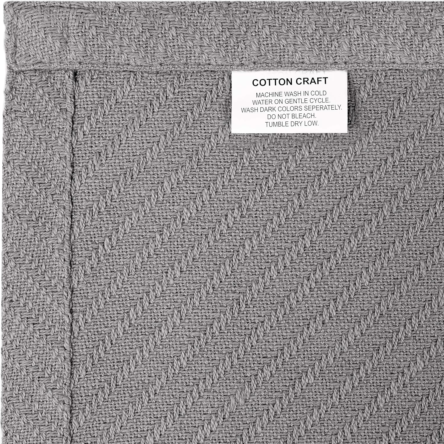COTTON CRAFT - 100% Super Soft Premium Cotton Herringbone Twill Thermal Blanket - Full/Queen Grey: Home & Kitchen