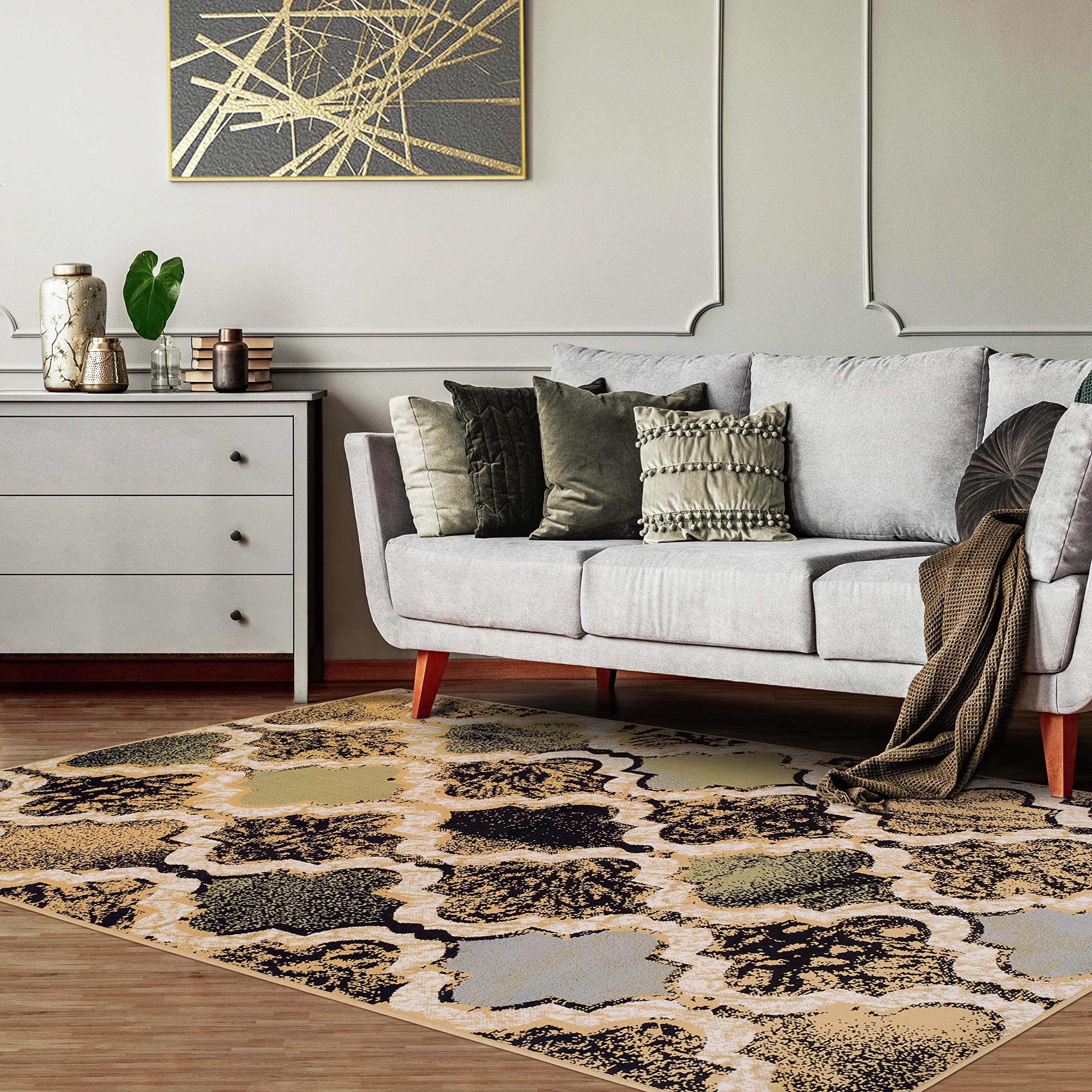 Superior Indoor Area Rug, Jute Backing, Perfect for Living/Dining Room, Bedroom, Office, Kitchen, Entryway, Modern Geometric Trellis Floor Decor, High-Traffic Rugs, 4' x 6', Multi-Colored Image Superior Indoor Area Rug, Jute Backing, Perfect for Living/Dining Room, Bedroom, Office, Kitchen, Entryway, Modern Geometric Trellis Floor Decor, High-Traffic Rugs, 4' x 6', Multi-Colored Image