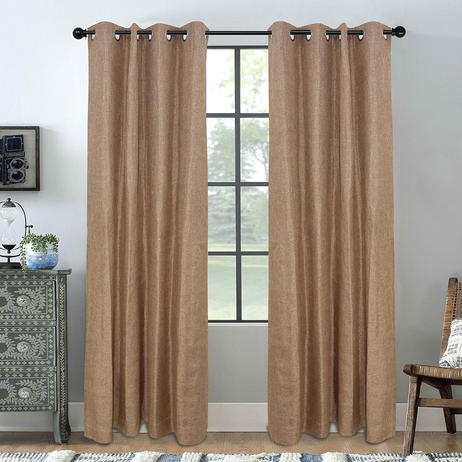 Buy JVIN FAB Jute Plain Curtains for Door Eyelet Door Curtains Made