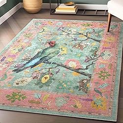 Well Woven Apollo Botanical Birds Ushak Washable