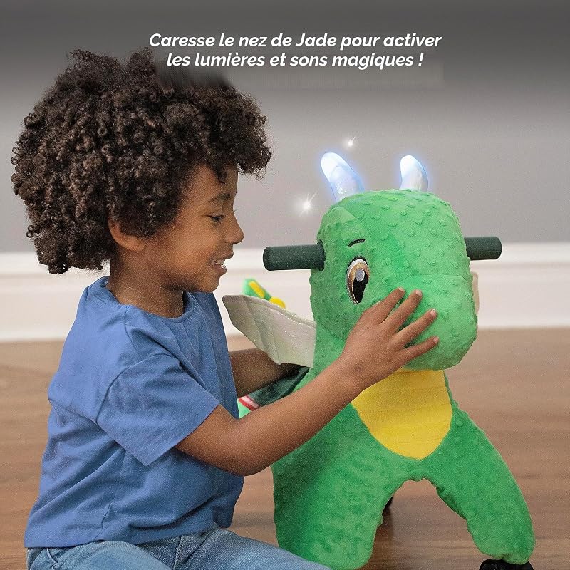 Dragon à roulettes Jade The Magical Touch Dragon avec lumières et Sons interactifs, Jouet Vert pour se déplacer, de 1 à 3 Ans