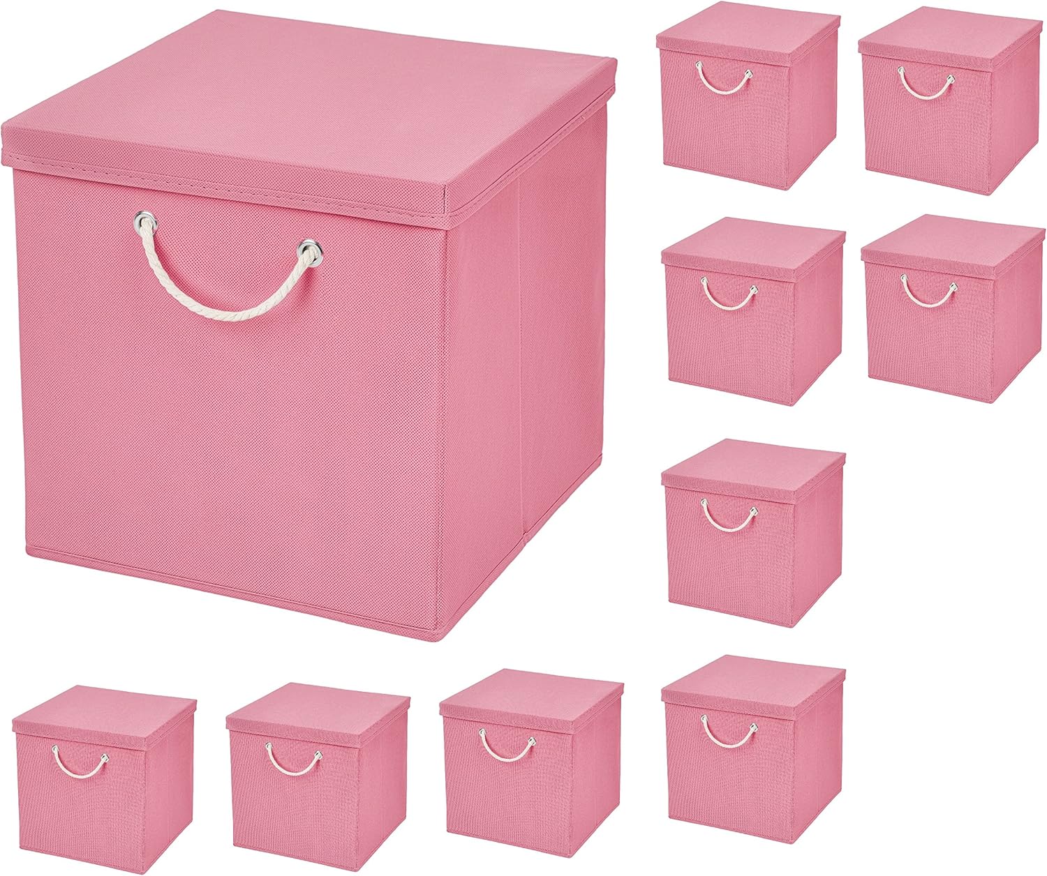 Caja de almacenaje, 30 x 30 x 30 cm, con tapa, Rosa, 10 unidades: Amazon.es: Hogar
