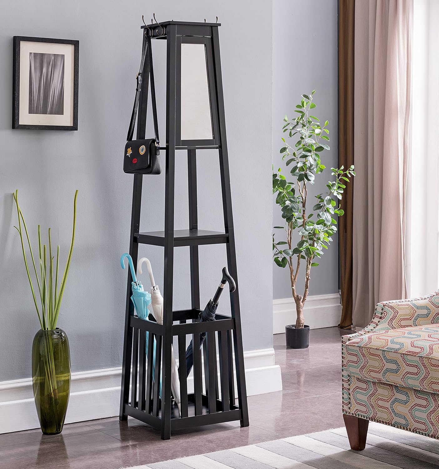 Best Hall Coat Rack Bench With Mirror