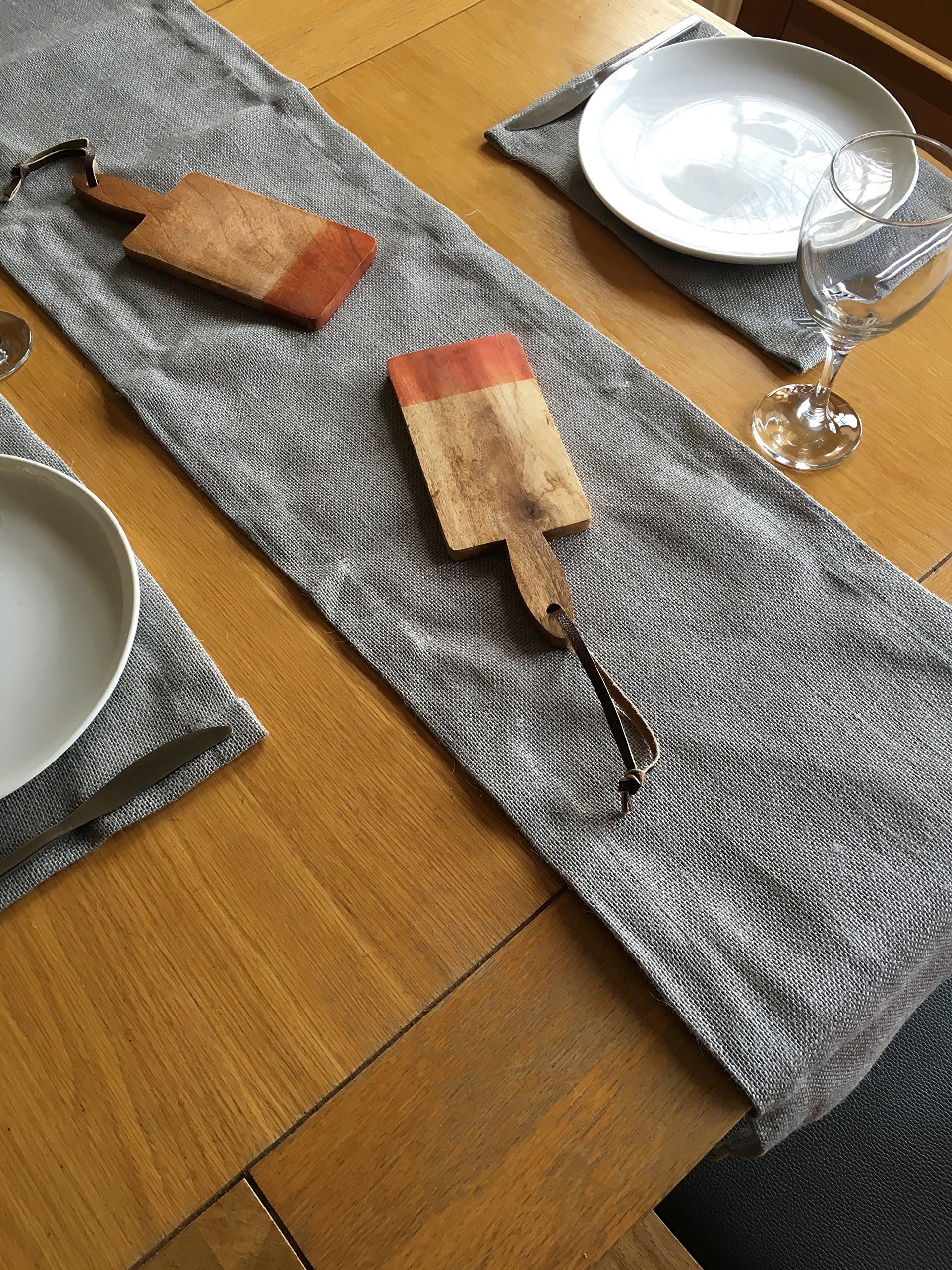 Rustic Hemmed Hessian Table Runner, Grey, 2.5m x 30cm