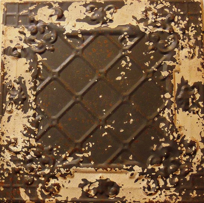 Tin Ceiling Tile 12x12" Set of Three Embossed Distressed Grey Shabby