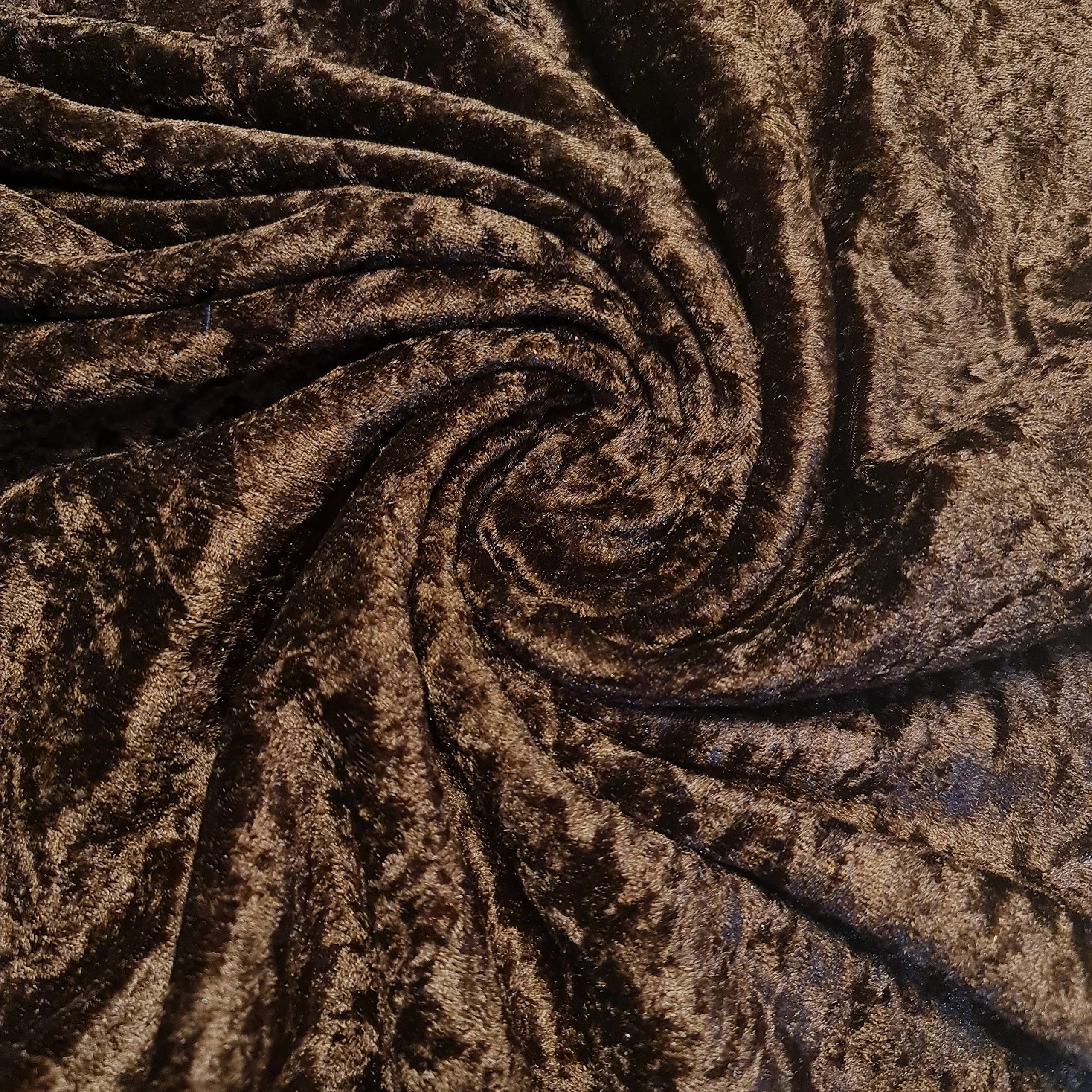 Premium Crushed Velvet Fabric Craft Stretch Velour Material 150cm Extra Wide -EP (Brown, 3 Meter)