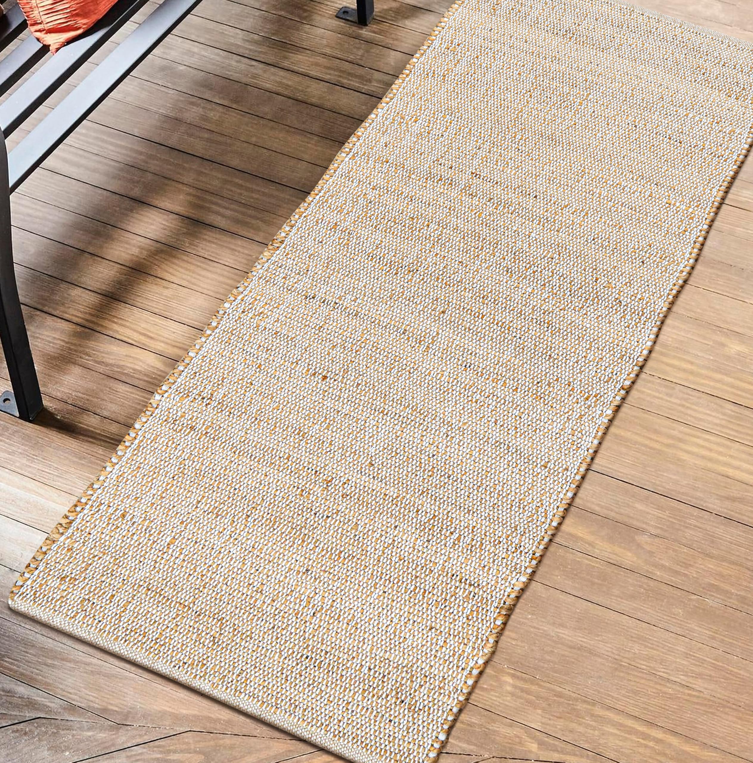 Photo 1 of Savi Home Jute Cotton Hand Woven Area Runner Rug 2'x4.3', Natural Fibers, Rustic Farmhouse Style Rug, Vintage Bohemian Decor Rug for Bedroom, Dinning Room, Hallway, Office