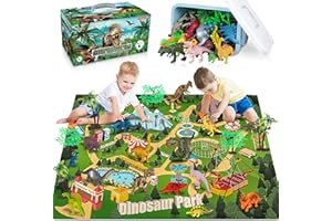 TOYK Dinosaur Toys Playset with Activity Play Mat for Kids,Realistic Dinosaur Figures, Trees,Creating a Dino World Including, Birthday Gift for Boys and Girls Ages 3 4 5 6 Years Old