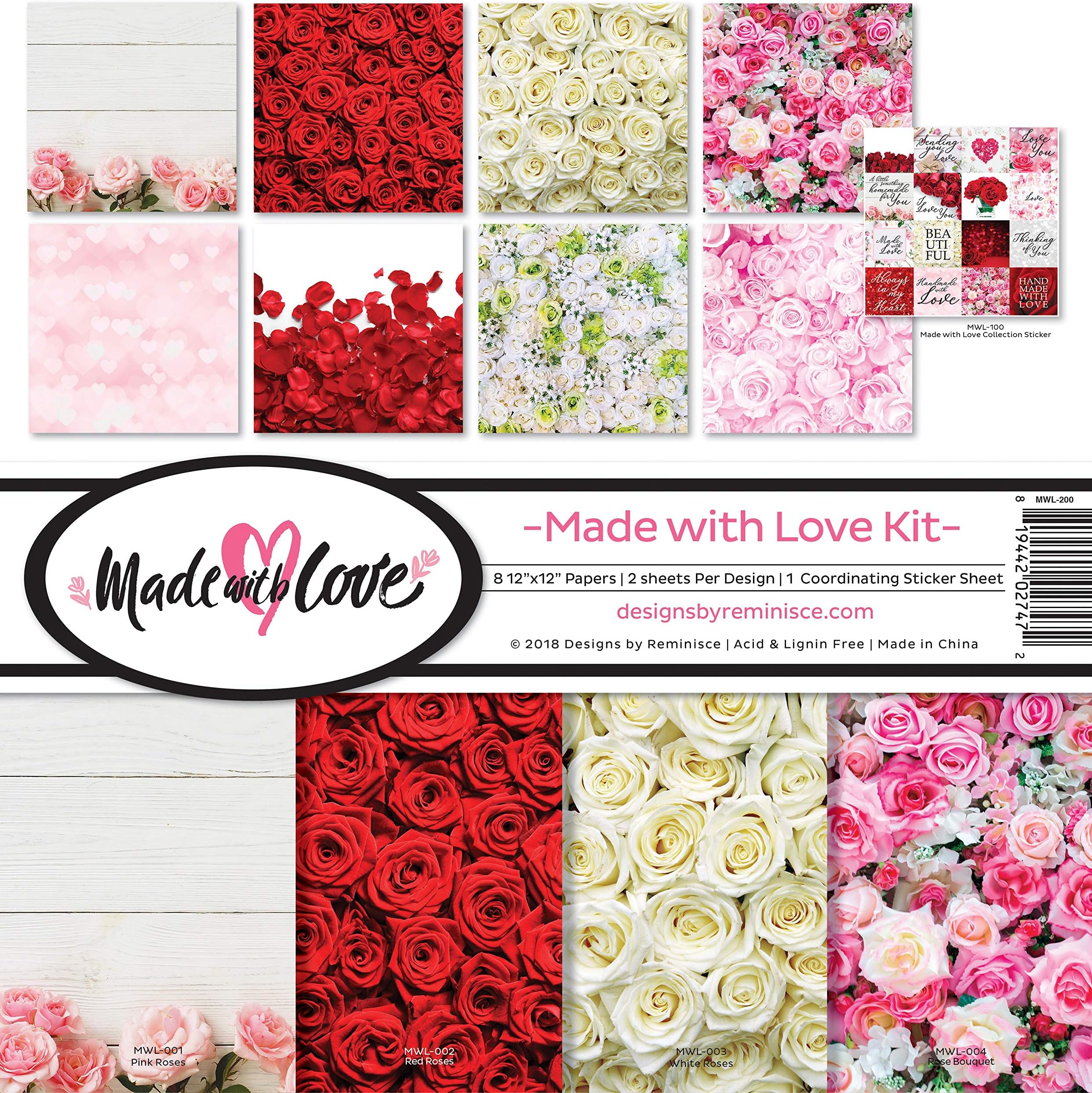 Reminisce (REMBC) Made with Love Scrapbook Collection Kit, Multi Color Palette